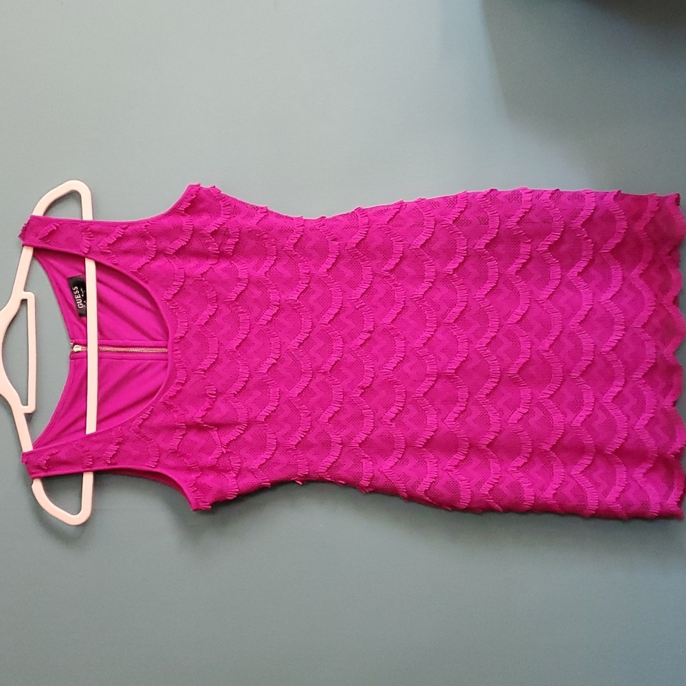 Barbie pink sleevesless fringe mini dress 6